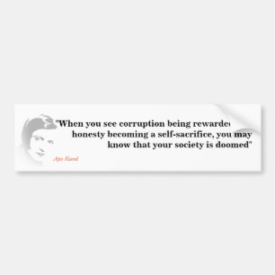 Ayn Rand Quote On Your Doomed Society Bumper Sticker