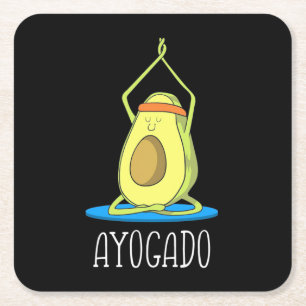 Ayogado Avocado Yoga Lover Square Paper Coaster