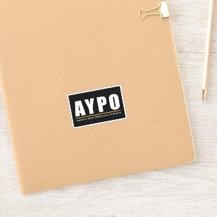 AYPO White Logo Black Background Sticker