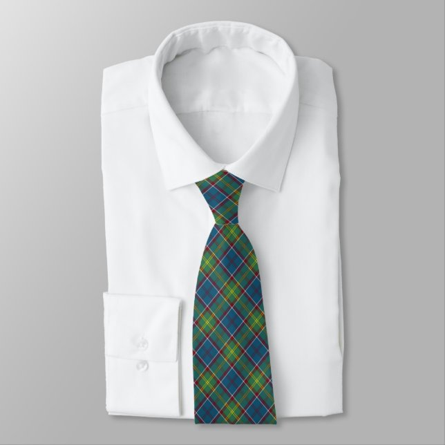Ayrshire District Tartan Blue and Green Plaid Tie (Tied)