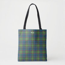 Ayrshire Tartan Blue and Green Plaid Monogram