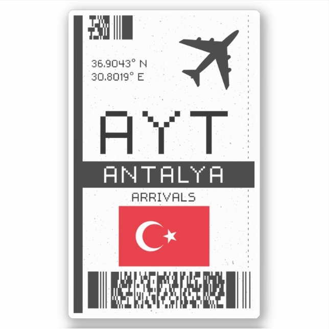AYT Antalya Boarding Pass - Turkey Travel (Front)