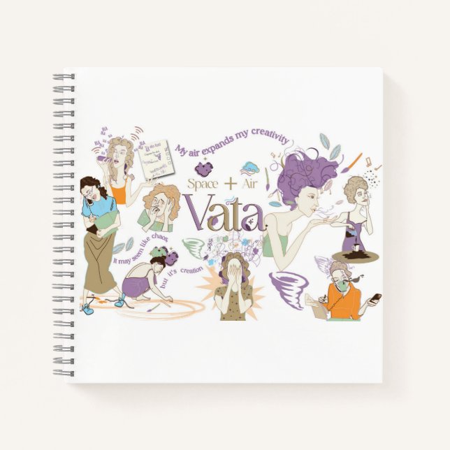 Ayurveda Vata Dosha Notebook with orange back (Front)