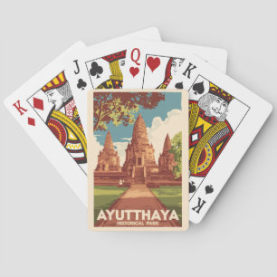 Ayutthaya Historical Park Illustration Travel Art Playing Cards