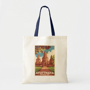 Ayutthaya Historical Park Illustration Travel Art Tote Bag