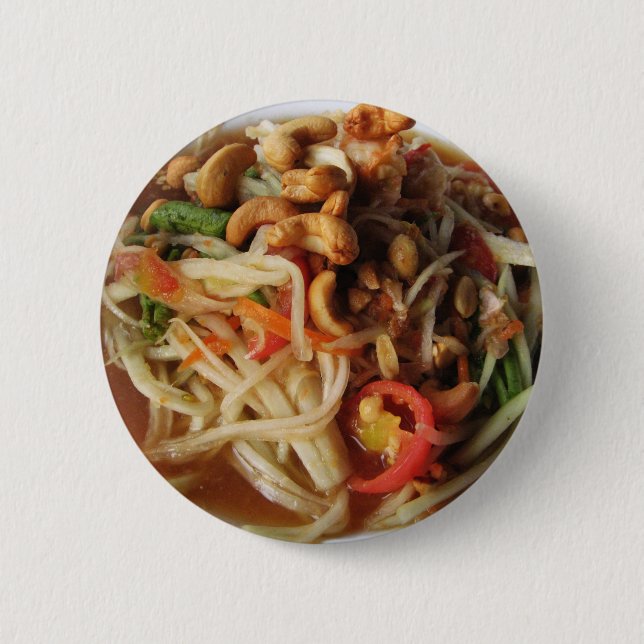Ayutthaya Spicy Papaya Salad [Som Tam] with Cashew 6 Cm Round Badge (Front)
