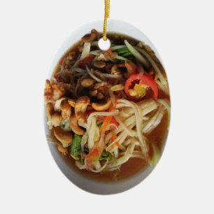 Ayutthaya Spicy Papaya Salad [Som Tam] with Cashew Ceramic Tree Decoration