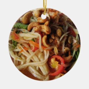 Ayutthaya Spicy Papaya Salad [Som Tam] with Cashew Ceramic Tree Decoration