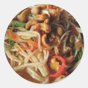 Ayutthaya Spicy Papaya Salad [Som Tam] with Cashew Classic Round Sticker