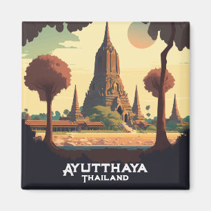Ayutthaya Thailand Temple Sunset Magnet