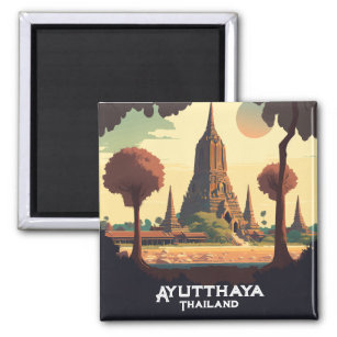 Ayutthaya Thailand Temple Sunset Magnet