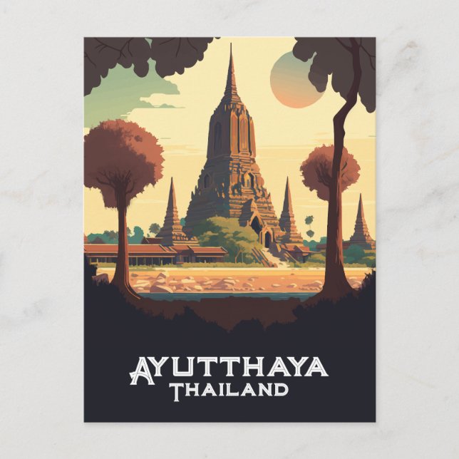 Ayutthaya Thailand Temple Sunset Postcard (Front)