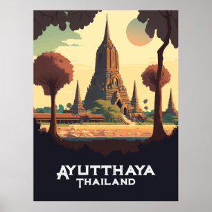 Ayutthaya Thailand Temple Sunset  Poster