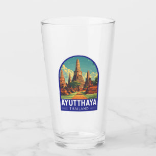 Ayutthaya Thailand Travel Art Emblem Glass