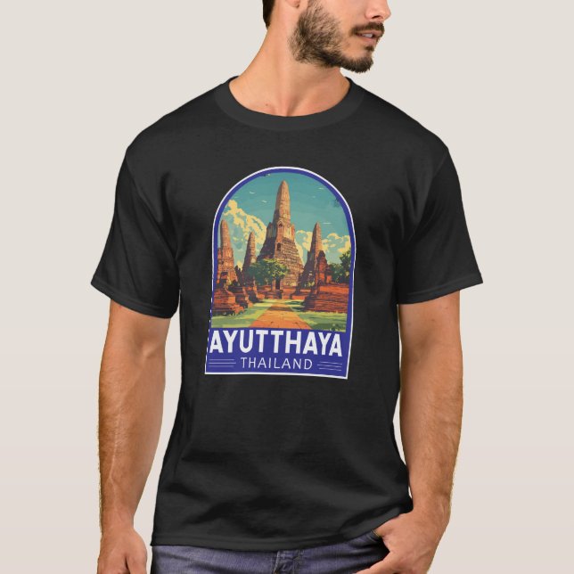 Ayutthaya Thailand Travel Art Emblem T-Shirt (Front)
