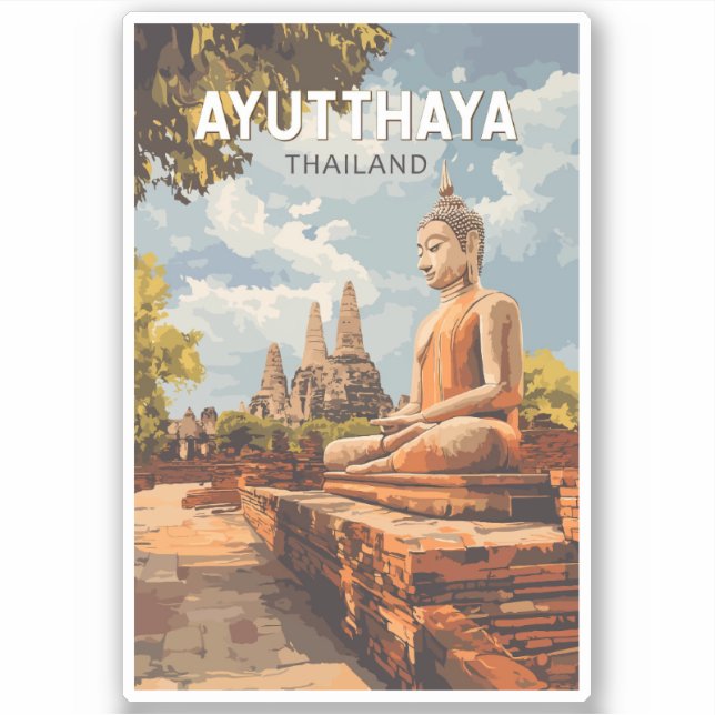 Ayutthaya Thailand Travel Art Vintage (Front)
