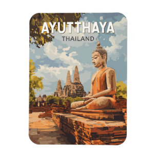 Ayutthaya Thailand Travel Art Vintage Magnet