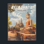 Ayutthaya Thailand Travel Art Vintage Postcard<br><div class="desc">Ayutthaya retro vector travel design. The ruins of the old city now form the Ayutthaya Historical Park,  an archaeological site that contains palaces,  Buddhist temples,  monasteries and statues.</div>