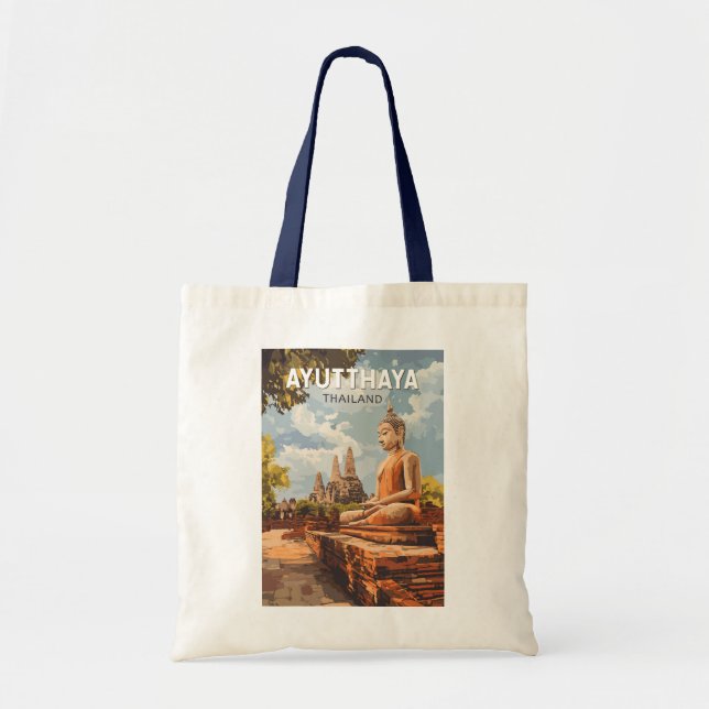 Ayutthaya Thailand Travel Art Vintage Tote Bag (Front)