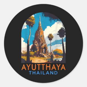 Ayutthaya Travel Trip Summer Vacation Ayutthaya Th Classic Round Sticker