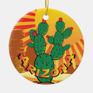 AZ  Arizona Christmas Prickly Pear cactus Ceramic Tree Decoration