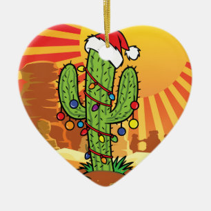 AZ  Arizona Christmas Saguaro Cactus Ceramic Tree Decoration