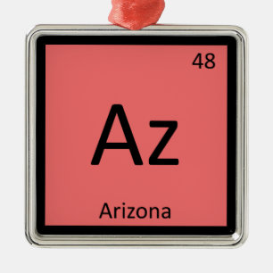 Az - Arizona State Chemistry Periodic Table Symbol Metal Tree Decoration