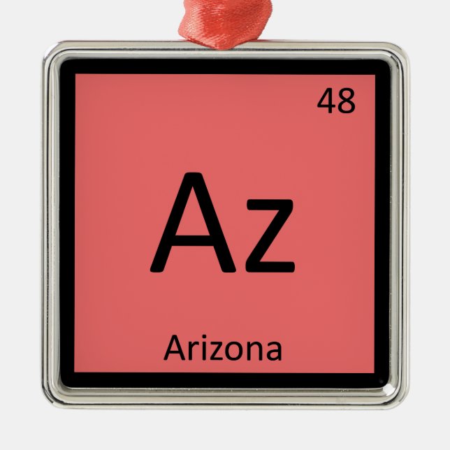 Az - Arizona State Chemistry Periodic Table Symbol Metal Tree Decoration (Front)