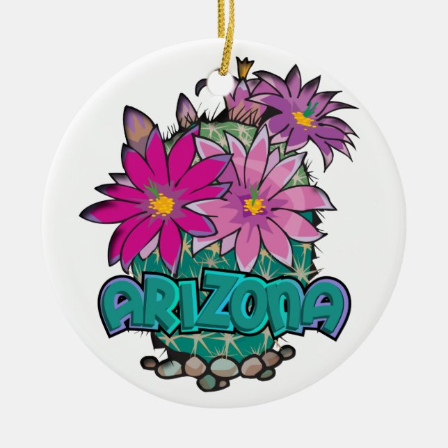 AZ Cactus Blooms Ornament (Front)