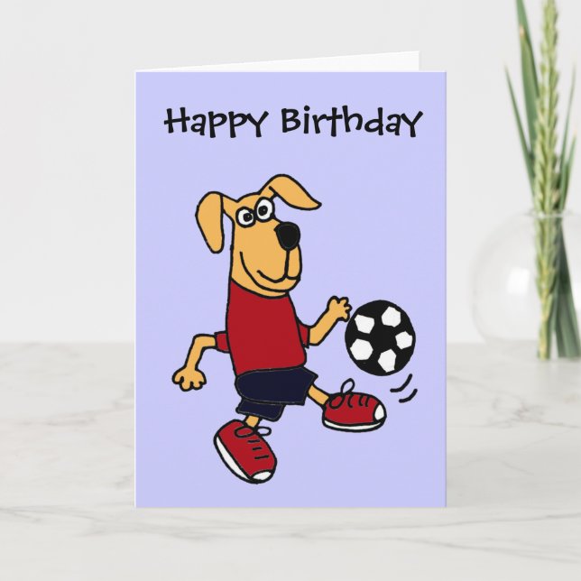 AZ- Funny Dog Playing Soccer Card (Front)