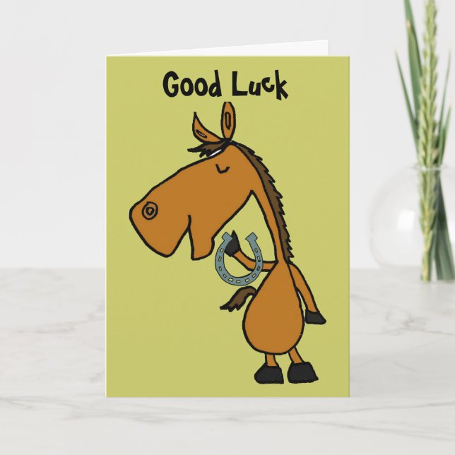 AZ- Horse and Horse Shooe Good Luck Card (Front)