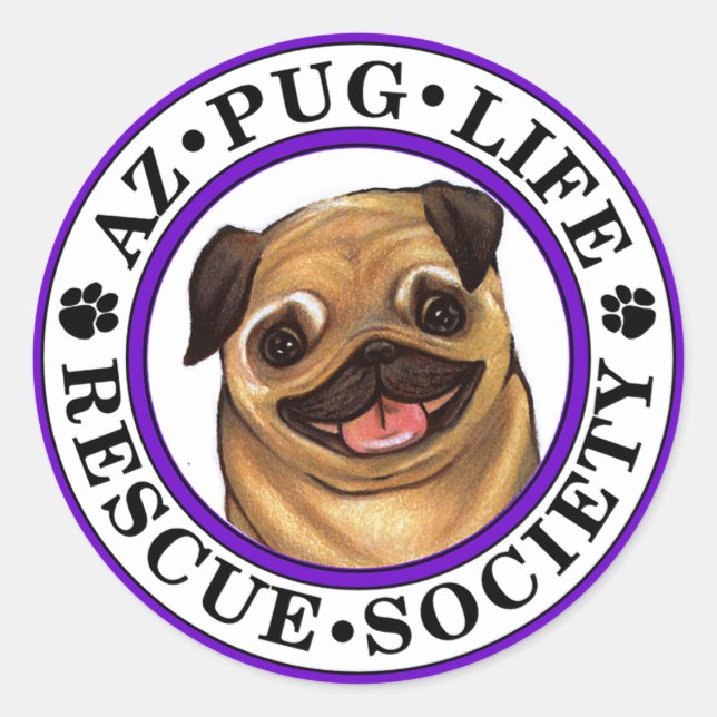 AZ Pug Life round sticker (Front)