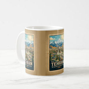 Azadi Tower & Alborz Mountains Iran Travel Poster Coffee Mug