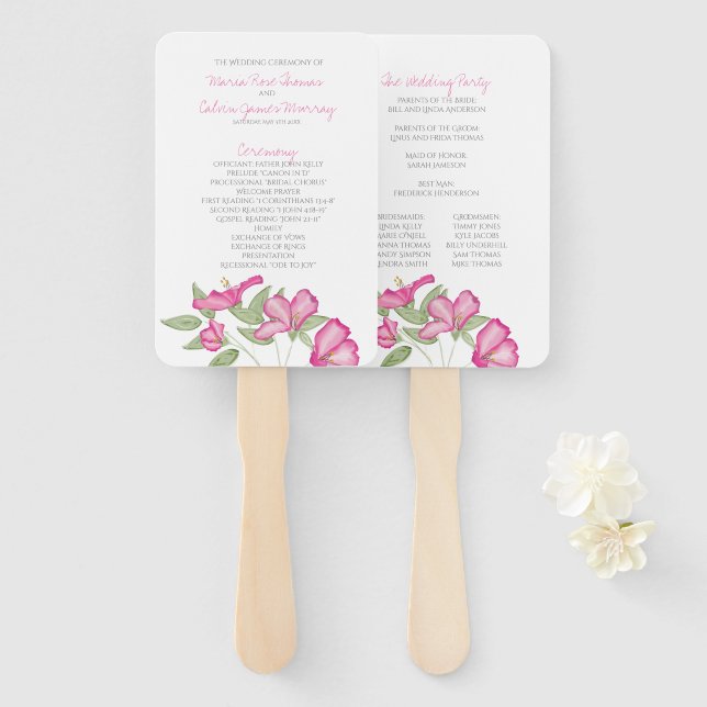 Azalea Fan Wedding Program (Front and Back)