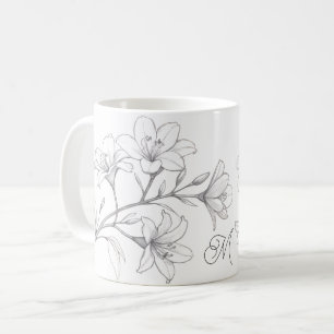 Azalea Floral Delicate Pencil Sketch Coffee Mug