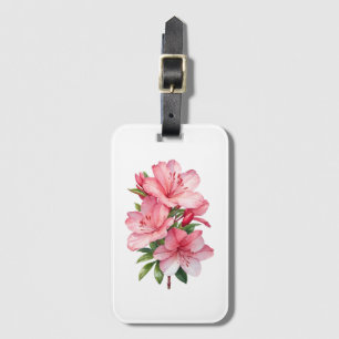 Azalea flower watercolor painting luggage tag