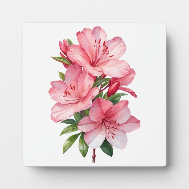 Azalea flower watercolor painting plaque (Front)