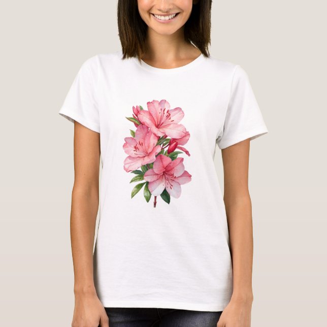 Azalea flower watercolor painting T-Shirt (Front)