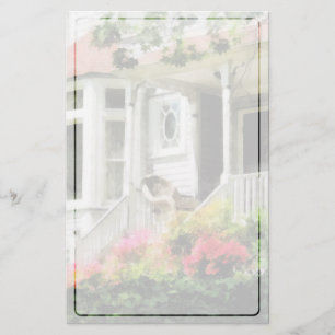 Azaleas by Porch With Wicker Chair Stationery