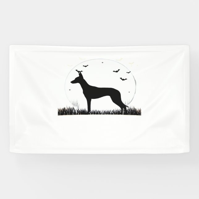 Azawakh Dog – Halloween Moon Silhouette Classic T- Banner (Horizontal)