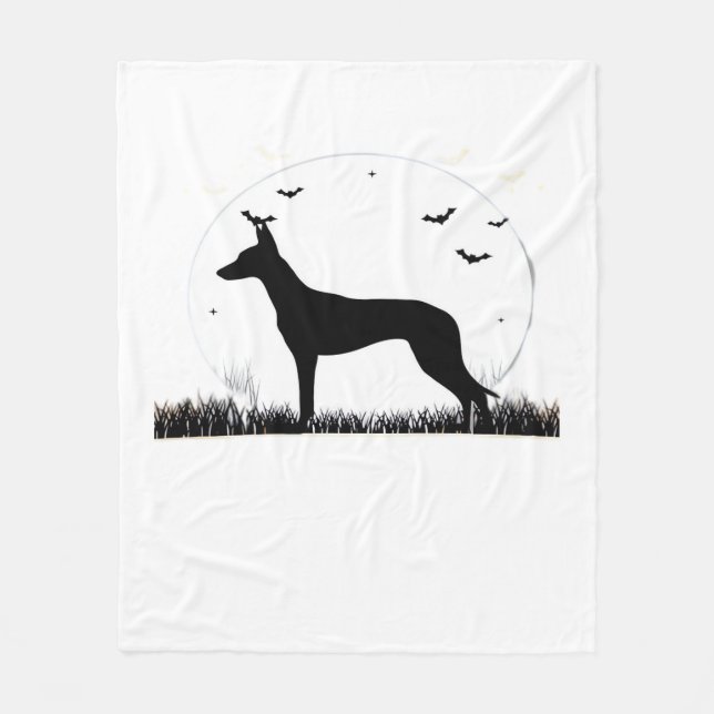 Azawakh Dog – Halloween Moon Silhouette Classic T- Fleece Blanket (Front)