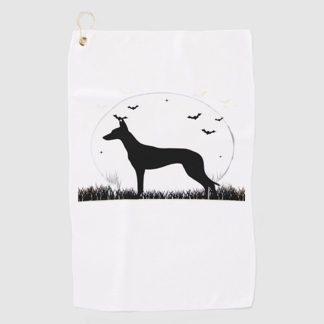 Azawakh Dog – Halloween Moon Silhouette Classic T- Golf Towel (Front)