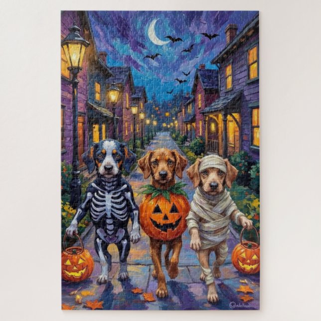 Azawakh Dogs Trick-or-Treating Halloween Costumes Jigsaw Puzzle (Vertical)
