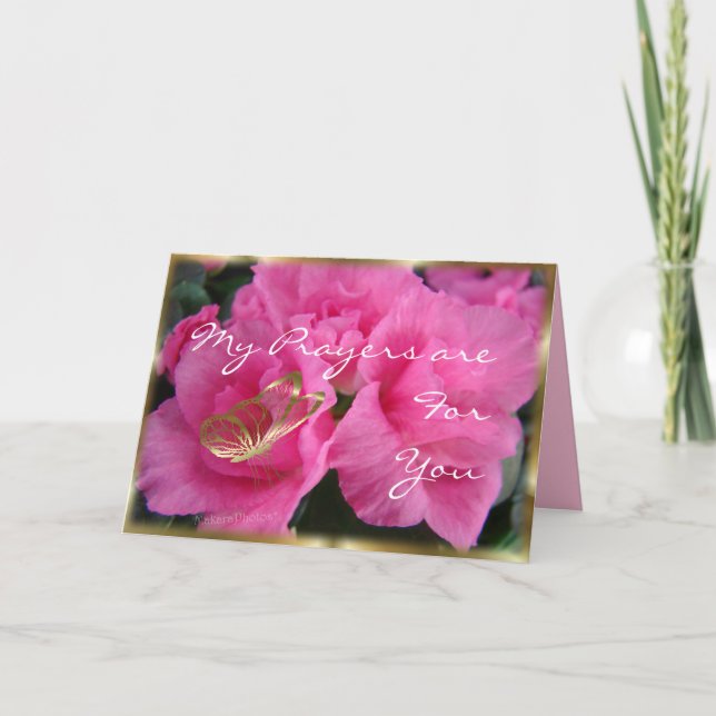 Azeleas & Gold Bfly-customise any occasion Card (Front)