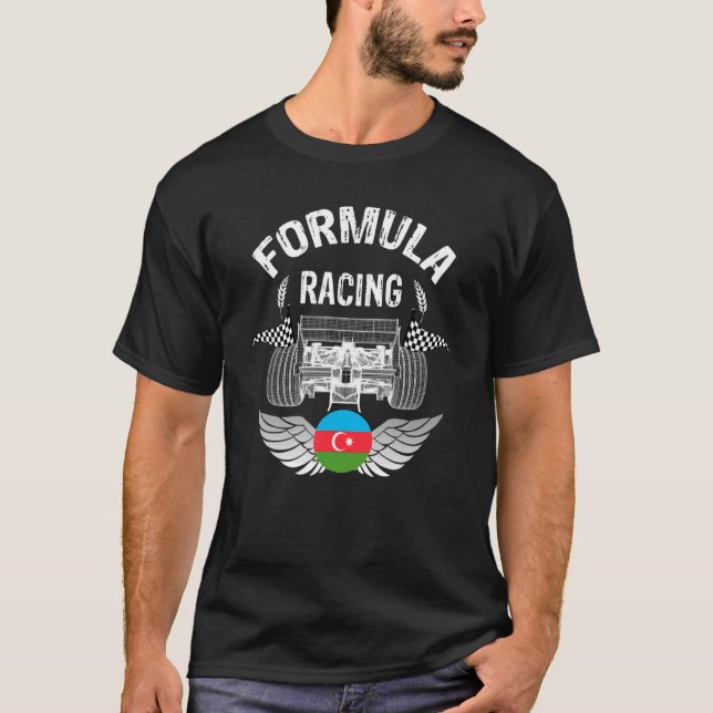Azerbaijan Auto Race Baku Flag Formula Racing Car  T-Shirt (Front)