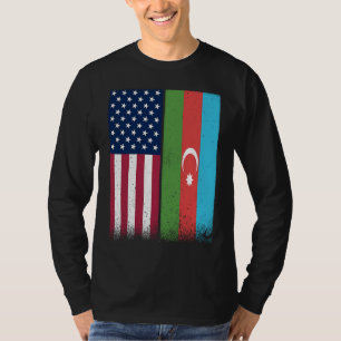 Azerbaijan Azerbaijani American Flags Proud USA T-Shirt