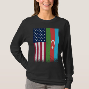 Azerbaijan Azerbaijani American Flags Proud USA T-Shirt