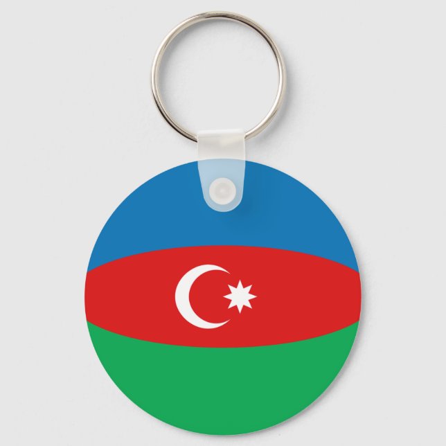 Azerbaijan Fisheye Flag Keychain (Front)