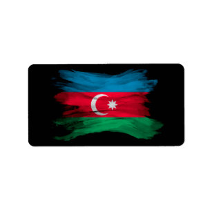 Azerbaijan flag brush stroke, national flag label