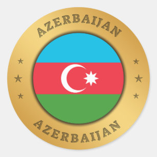 Azerbaijan Flag Button Classic Round Sticker